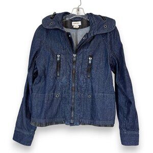 Diesel Denim Jacket Hooded Zip Up Streetwear Utility Trendy Festival Blue XS